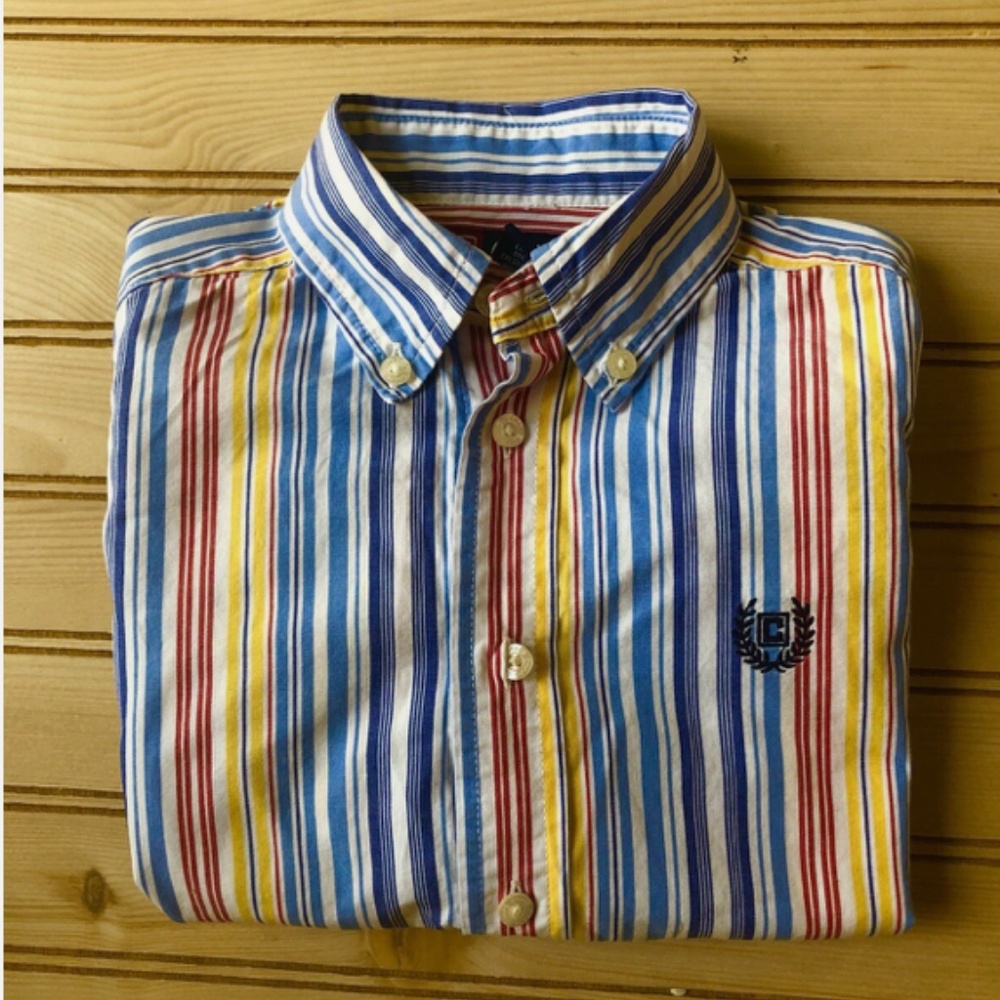 Chaps 1978 Toddler Long Sleeve Preppy Striped Button Up Dress Shirt Boys 4/4T.